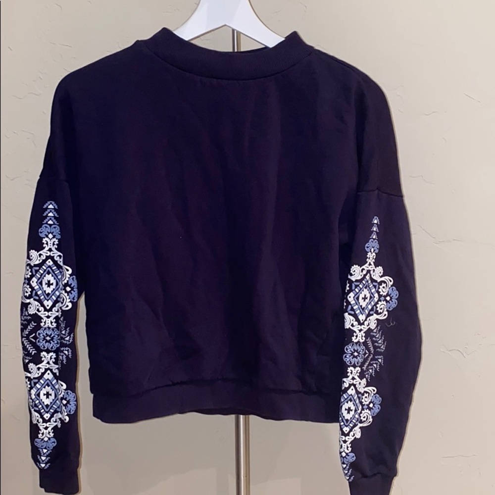 Navy Mosaic Long Sleeve Blouse